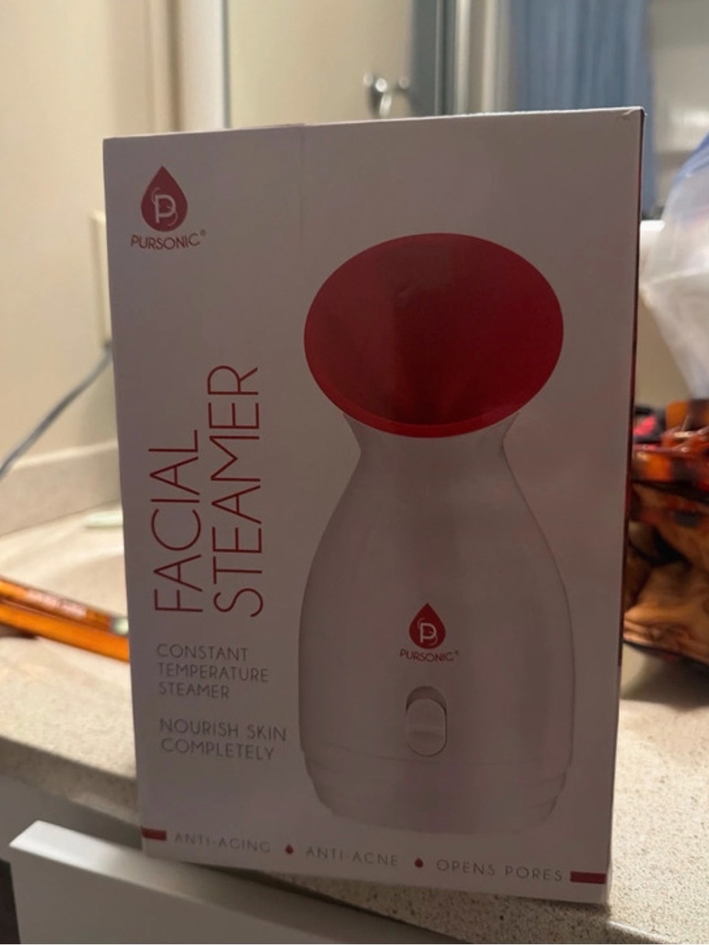 Facial Steamer - White with Red Accent